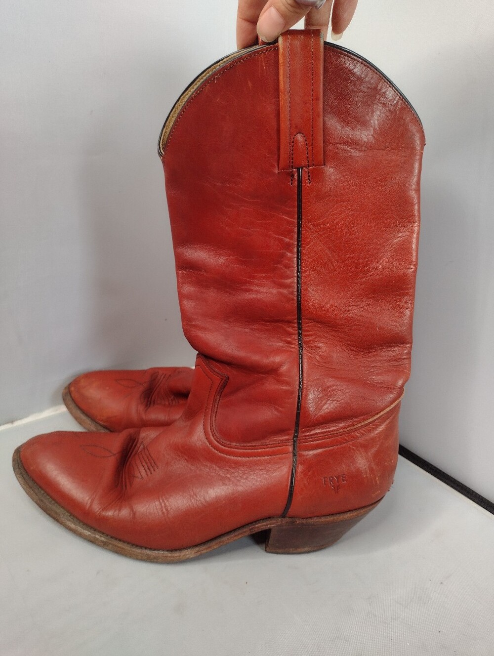 Vintage Frye Men’s 2356 Oxblood Red Leather Western Cowboy Boots Size 10.5